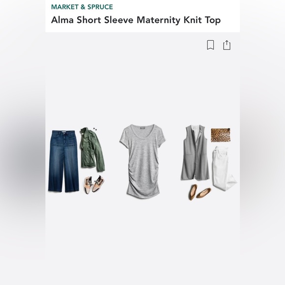 MARKET & SPRUCE Alma Short Sleeve Maternity Knit Top | Medium | Gray - Picture 4 of 9
